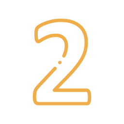 Orange number two on a white circular background.